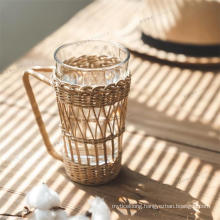 Fresh and Personalized Rattan Cup Cover Glass Water Cup Rattan Glass Cup